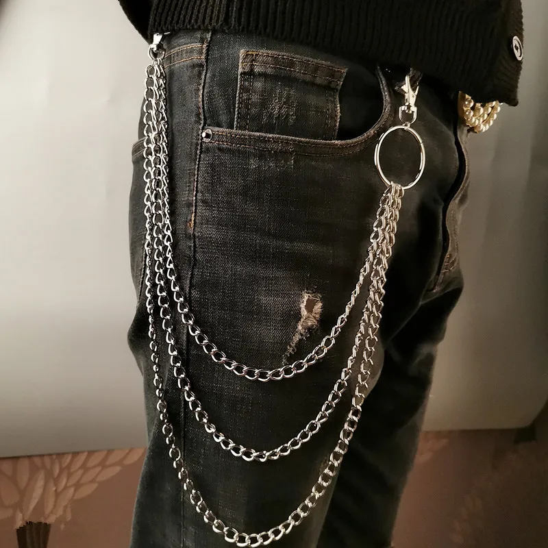 Body Jewelry Retainers - 金属製ベルトチェーン、ヒップホップ、ロック、パンク風、フック付き、ズボンやパンツのウエストに取り付けられる、金属製ウォレットチェーン、キーチェーン、リングクリップ、キーリング、アクセサリー。