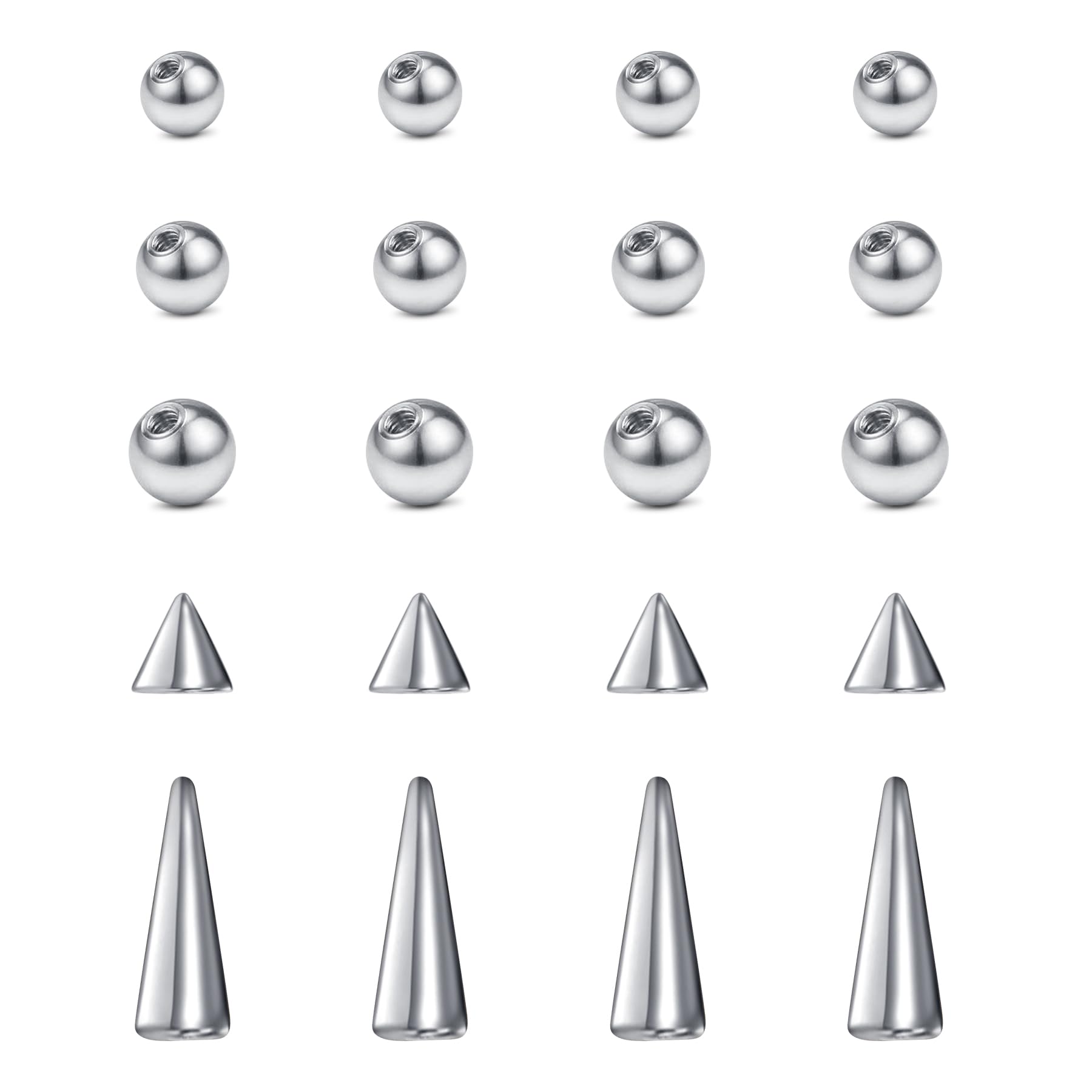 Body Jewelry Replacement Ball - 16番ステンレス鋼交換ボール20個、リップネジ、Labretイヤリング、顔面穿孔ジュエリー、雄ねじ3 mm-8 mm