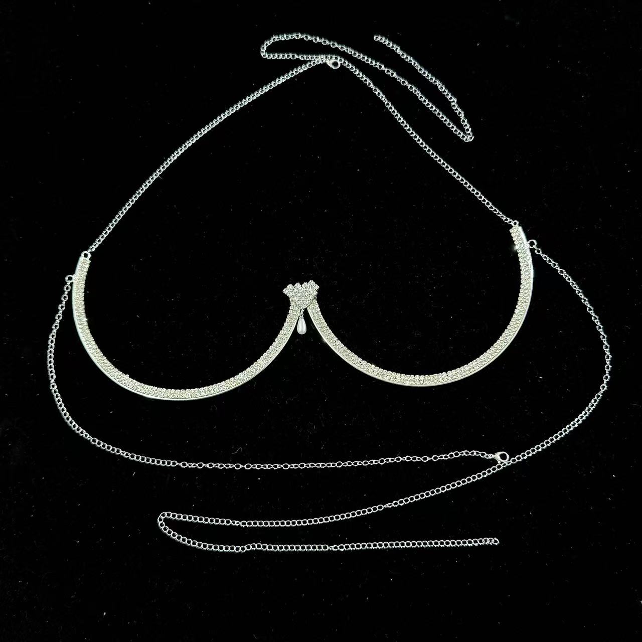 女性の胸サポートパールペンダントハート型ブラジャーネックレス - Body Jewelry Necklace のレビューと価格