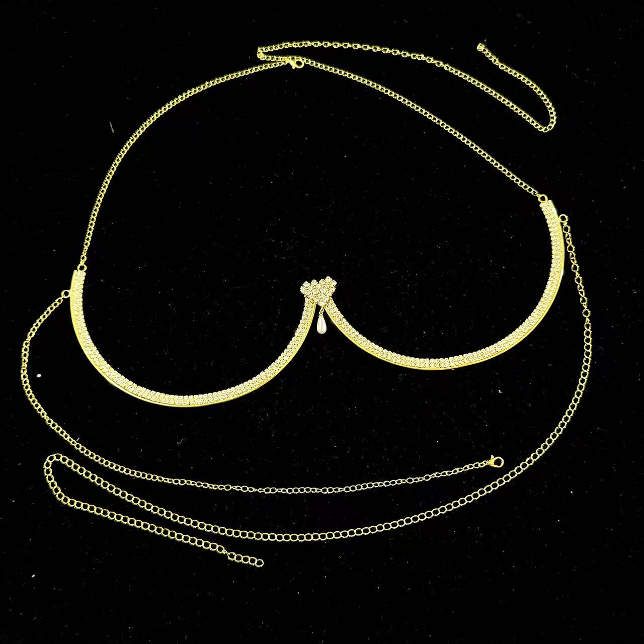 女性の胸サポートパールペンダントハート型ブラジャーネックレス - Body Jewelry Necklace のレビューと価格