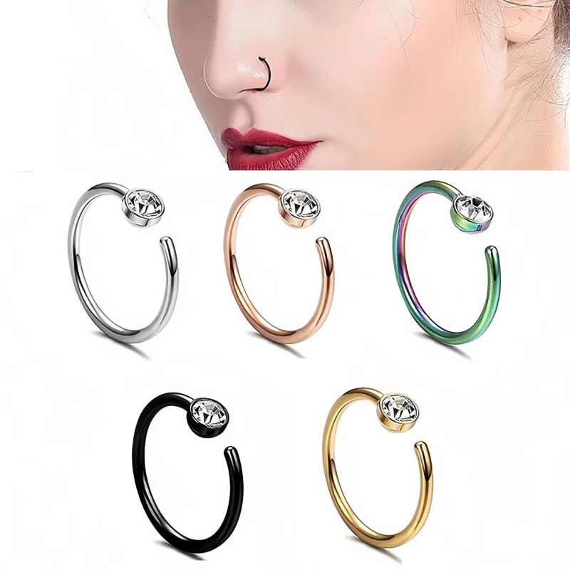 5個入り 18G ノーズリング C型 ノーズスタッド トラガ - Body Jewelry Surgical Steel のレビューと価格